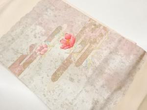 ヱ霞に花模様織出し名古屋帯